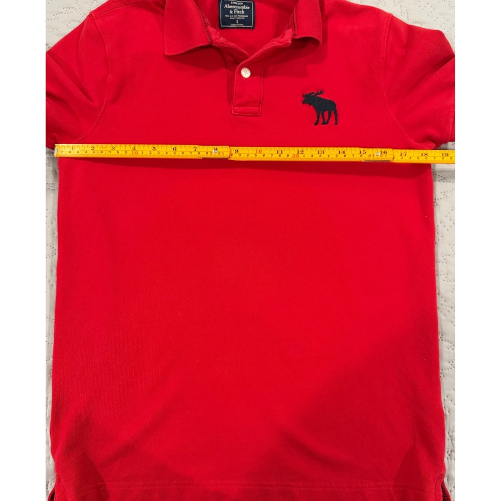 Abercrombie & Fitch Men's Small Red Big Moose Polo Y2K Stretch - Picture 4 of 6